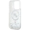 Karl Lagerfeld Liquid Glitter Karl and Choupette Heads MagSafe dėklas telefonui Apple iPhone 15 Pro skaidrus