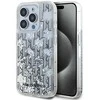 Karl Lagerfeld Liquid Glitter Monogram Gradient dėklas telefonui Apple iPhone 15 Pro Max baltos spalvos
