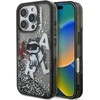 Karl Lagerfeld Liquid Glitter Scattered Choupette dėklas Apple iPhone 16 Pro juodos spalvos