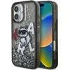 Karl Lagerfeld Liquid Glitter Scattered Choupette dėklas Apple iPhone 16 juodos spalvos