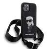 Apple iPhone 15 Karl Lagerfeld dėklas juodos spalvos Crossbody silikoninis Ikonik (KLHCP15SSCBSKNK) juodos spalvos