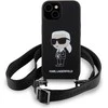 Apple iPhone 15 Karl Lagerfeld dėklas juodos spalvos Crossbody silikoninis Ikonik (KLHCP15SSCBSKNK) juodos spalvos