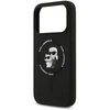 Karl Lagerfeld Liquid Silicone Karl and Choupette MagSafe dėklas, skirtas iPhone 18 Pro Max, juodas