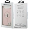 Karl Lagerfeld Liquid Silicone Karl and Choupette MagSafe dėklas skirtas Apple iPhone 17 Air rožinės spalvos