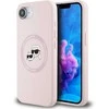 Karl Lagerfeld dėklas skirtas Apple iPhone 16e (SE 4 2025) suderinamas su MagSafe KLHMPSE4SKCHTCP (Silicone Double Heads) rožinės spalvos