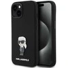 Apple iPhone 15 Karl Lagerfeld silikoninis dėklas Ikonik Metal Pin (KLHCP15SSMHKNPK) juodos spalvos