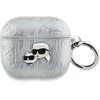 Karl Lagerfeld PU Embossed Karl and Choupette Heads dėklas ausinėms AirPods Pro 2 sidabrinės spalvos