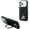 Karl Lagerfeld su žiediniu stovu 360 Karl & Choupette Heads Pin MagSafe dėklas iPhone 18 Pro / 17 Pro - Juodas