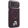 Dėklas Karl Lagerfeld with Ring Stand 360 Karl & Choupette Heads Pin MagSafe do iPhone 18 Pro Max / 17 Pro Max bordo spalvos