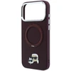 Dėklas Karl Lagerfeld with Ring Stand 360 Karl & Choupette Heads Pin MagSafe do iPhone 18 Pro Max / 17 Pro Max bordo spalvos