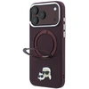 Dėklas Karl Lagerfeld with Ring Stand 360 Karl & Choupette Heads Pin MagSafe do iPhone 18 Pro Max / 17 Pro Max bordo spalvos