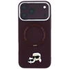 Dėklas Karl Lagerfeld with Ring Stand 360 Karl & Choupette Heads Pin MagSafe do iPhone 18 Pro Max / 17 Pro Max bordo spalvos