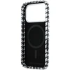 Karl Lagerfeld PU Houndstooth Resin Plate MagSafe dėklas skirtas Apple iPhone 17 Pro juodos spalvos