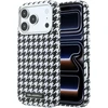 Karl Lagerfeld PU Houndstooth Resin Plate MagSafe dėklas skirtas Apple iPhone 17 Pro juodos spalvos