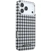Karl Lagerfeld PU Houndstooth Resin Plate MagSafe dėklas skirtas Apple iPhone 17 Pro Max juodos spalvos