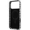 Karl Lagerfeld PU Houndstooth Resin Plate MagSafe dėklas skirtas Apple iPhone 17 Pro Max juodos spalvos