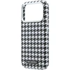 Karl Lagerfeld PU Houndstooth Resin Plate MagSafe dėklas skirtas Apple iPhone 17 Pro juodos spalvos