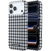 Karl Lagerfeld PU Houndstooth Resin Plate MagSafe dėklas skirtas Apple iPhone 17 Pro Max juodos spalvos
