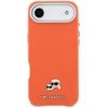 Karl Lagerfeld PU Karl and Choupette Heads Pins MagSafe dėklas skirtas Apple iPhone Air Oranžinis