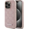 Apple iPhone 15 Pro Karl Lagerfeld dėklas odinis Monogram Metal Logo (KLHMP15LPKHPORPP) rožinės spalvos