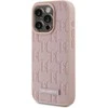 Apple iPhone 15 Pro Karl Lagerfeld dėklas odinis Monogram Metal Logo (KLHMP15LPKHPORPP) rožinės spalvos
