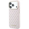 Karl Lagerfeld PU Perforated Gold Dots MagSafe dėklas skirtas Apple iPhone 17 Pro Max rožinės spalvos