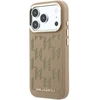 Karl Lagerfeld PU Perforated Monogram MagSafe dėklas skirtas Apple iPhone 17 Pro rusvai gelsvas