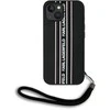 Karl Lagerfeld PU Saffiano Athleisure Stripe and Strap dėklas telefonui Apple iPhone 15 rožinės spalvos