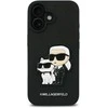 Karl Lagerfeld PU Saffiano Karl and Choupette Apple iPhone 16 dėklas telefonui juodos spalvos