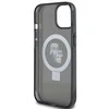 Apple iPhone 15 Karl Lagerfeld dėklas Ring Stand Karl&amp;Choupettte MagSafe (KLHMP15SHMRSKCK) juodos spalvos