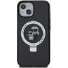 Apple iPhone 15 Karl Lagerfeld dėklas Ring Stand Karl&amp;Choupettte MagSafe (KLHMP15SHMRSKCK) juodos spalvos