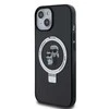 Apple iPhone 15 Karl Lagerfeld dėklas Ring Stand Karl&amp;Choupettte MagSafe (KLHMP15SHMRSKCK) juodos spalvos