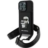 Karl Lagerfeld Saffiano Crossbody Strap Karl and Choupette Apple iPhone 16 Pro dėklas telefonui juodos spalvos