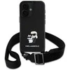 Karl Lagerfeld KLHCP16SSAKCPBK Apple iPhone 16 6.1" dėklas telefonui juodos spalvos Saffiano Karl&Choupette Metal Pin CBDY Strap