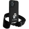 Karl Lagerfeld KLHCP16SSAKCPBK Apple iPhone 16 6.1" dėklas telefonui juodos spalvos Saffiano Karl&Choupette Metal Pin CBDY Strap