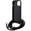 Apple iPhone 15 Karl Lagerfeld dėklas Crossbody Saffiano Metal Pin Karl &amp; Choupette (KLHCP15SSAKCPSK) juodos spalvos