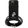 Karl Lagerfeld KLHCP15XSAKCPSK Apple iPhone 15 Pro Max 6.7″ kietas dėklas juodos spalvos Crossbody Saffiano Metal