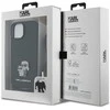 Apple iPhone 15 Karl Lagerfeld dėklas Crossbody Saffiano Metal Pin Karl &amp; Choupette (KLHCP15SSAKCPSK) juodos spalvos