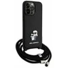 Karl Lagerfeld KLHCP15XSAKCPSK Apple iPhone 15 Pro Max 6.7″ kietas dėklas juodos spalvos Crossbody Saffiano Metal
