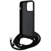 Apple iPhone 15 Pro Max Karl Lagerfeld dėklas Crossbody Saffiano Metal Pin Karl &amp; Choupette (KLHCP15XSAKCPSK) juodos spalvos