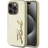 Karl Lagerfeld Wrinkled PU Signature Logo dėklas telefonui Apple iPhone 15 Pro Max aukso spalvos