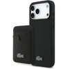 Lacoste Iconic Petit Pique MagSafe dėklas + piniginė, skirta iPhone 18 Pro Max, juoda