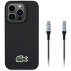 Lacoste Iconic Petit Pique Woven Logo MagSafe dėklas skirtas Apple iPhone 15 Pro juodos spalvos + USB-C/USB-C kabelis