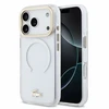 Lacoste IML smūgiams atsparus Petit Pique Gold Logo MagSafe dėklas, skirtas iPhone 18 Pro, skaidrus