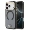 Lacoste IML Shockproof Petit Pique Gold Logo MagSafe dėklas skirtas iPhone 18 Pro juodos spalvos