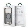 Lacoste IML Shockproof Petit Pique Gold Logo MagSafe dėklas skirtas iPhone 18 Pro juodos spalvos