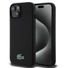 Lacoste Liquid Silicone Microfiber Croc Logo MagSafe dėklas skirtas Apple iPhone 15 juodos spalvos