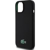 Lacoste Liquid Silicone Microfiber Croc Logo MagSafe dėklas skirtas Apple iPhone 15 juodos spalvos