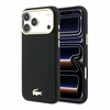 Lacoste PU oda Champs Elysees auksinis logotipas MagSafe dėklas, skirtas iPhone 18 Pro, juodos spalvos