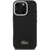 Lacoste PVC Iconic Petit Pique Metal Logo MagSafe dėklas skirtas Apple iPhone 16 Pro juodos spalvos